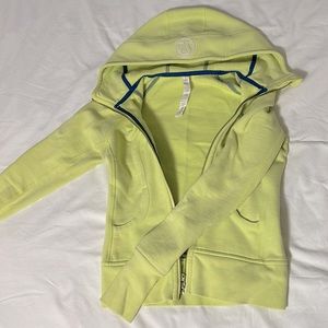 Bright yellow and blue Lululemon scuba hoodie